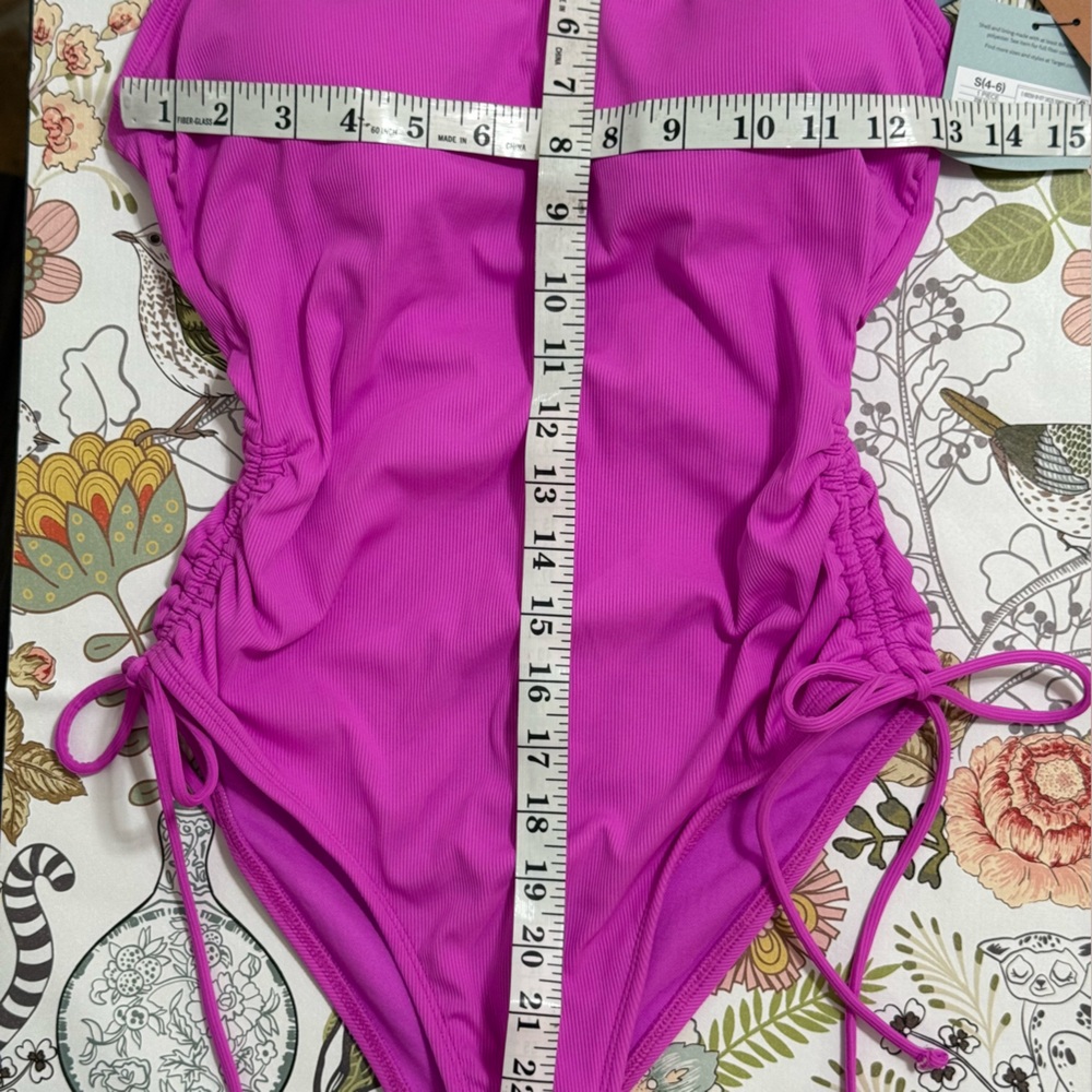 Shade & Shore Pink One-Piece Swimsuit Scoop Neck NWT - Picture 8 of 11